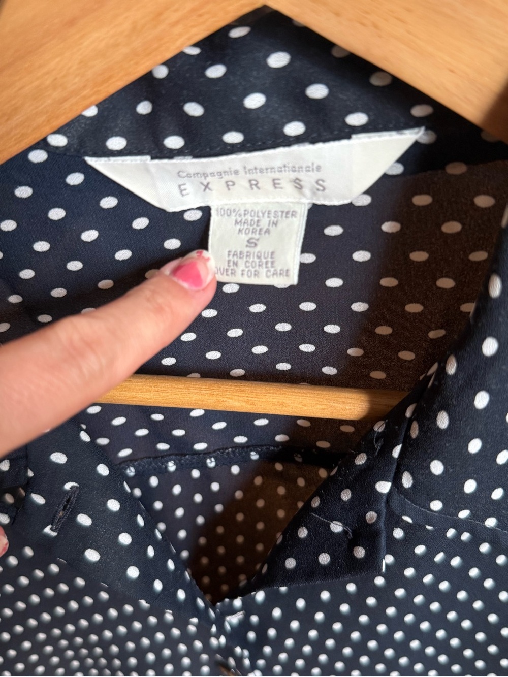 Polka Dot Short Sleeve Blouse - Navy - Picture 8 of 8